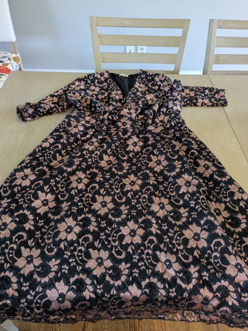 Kiyonna Mademoiselle Lace Cocktail Dress Plus Szie 2X (18-20) - Black and rose